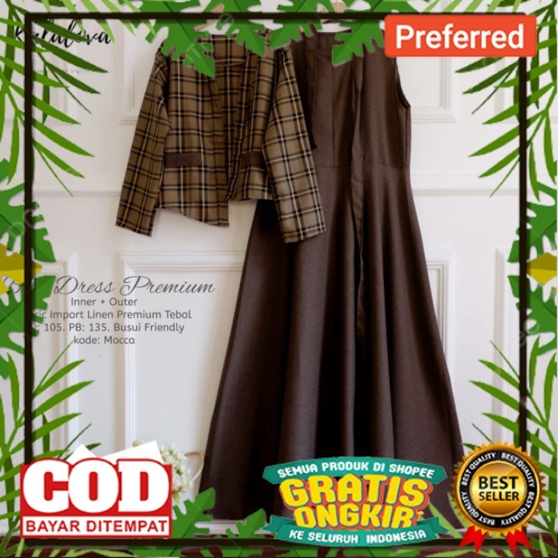 BEKY DRESS PREMIUM by KALALOVA (Inner + Outer) / Setelan Dress / Gamis setelan / AYUNDA dres set ter