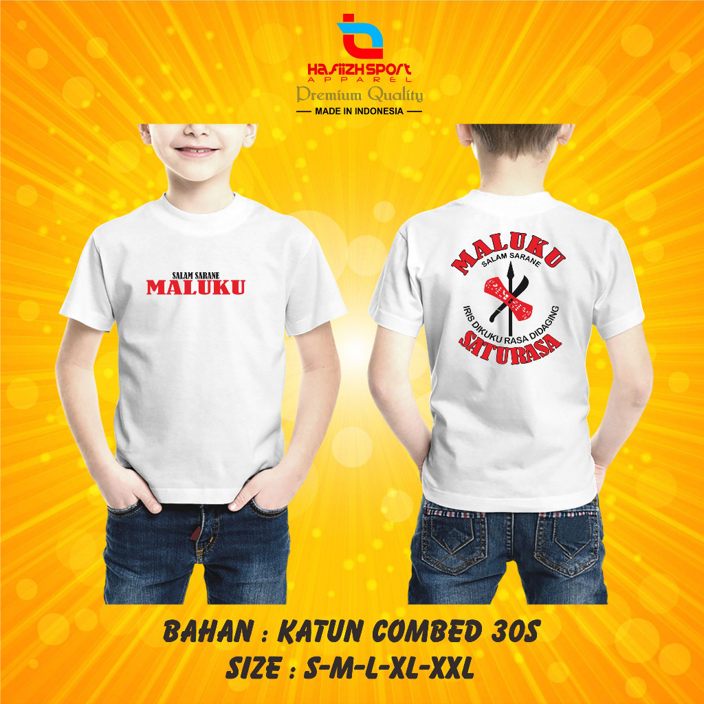 BAJU KAOS ANAK SALAM SARANE MALUKU / BAJU KAOS ANAK MALUKU SATU RASA PREMIUM