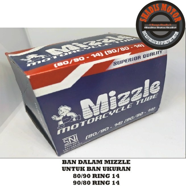 Ban Dalam Motor Merk Mizzle Ukuran 80/90 ( 90/80 ) Ring 14