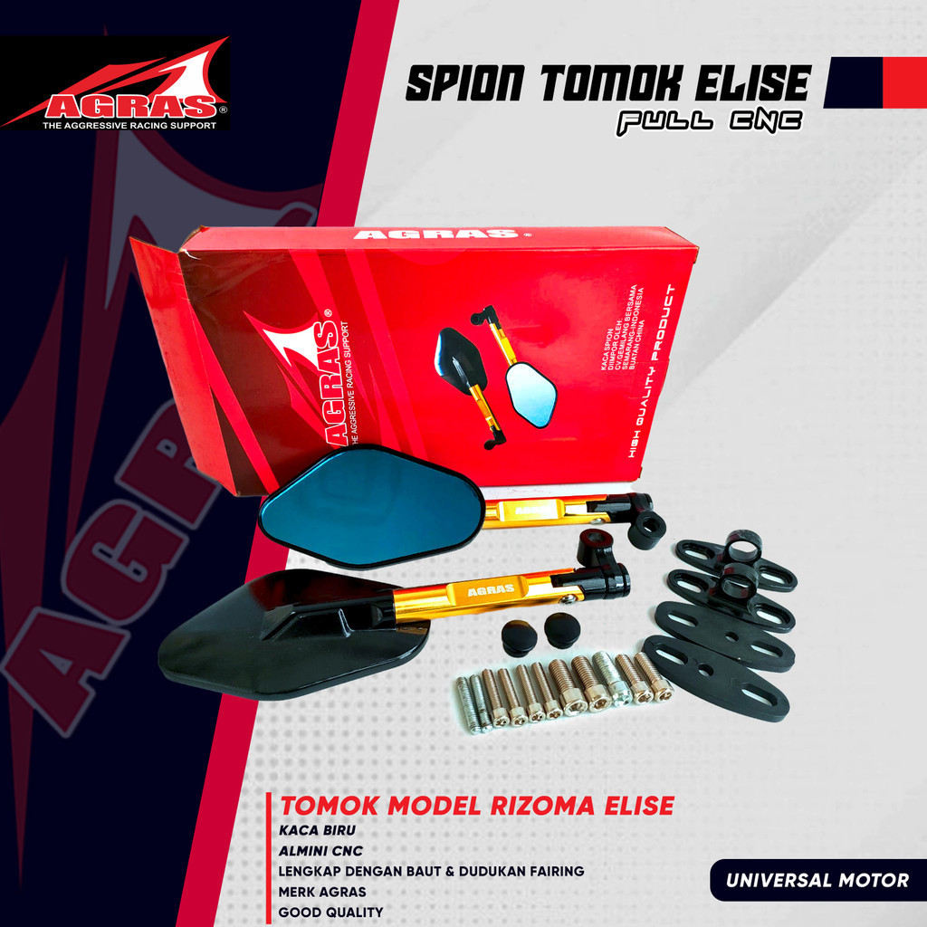 Spion Tomok Ellise Oval CNC Almini – Universal Motor NMAX XMAX VARIO BEAT KLX CRF Ninja CBR GSX + Gr