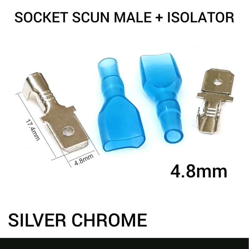 (SATU SET) SKUN KABEL (UK 6.3mm) SKUN GEPENG CABLE GEPENG SOKET SKUN GEPENG SKUN PCB 6.3MM