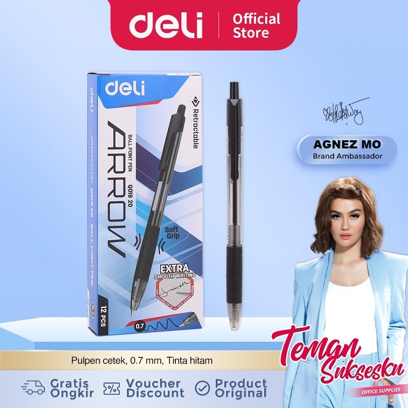 

Deli Pulpen / Ballpoint Retractable Arrow 0.7mm Hitam - EQ01920