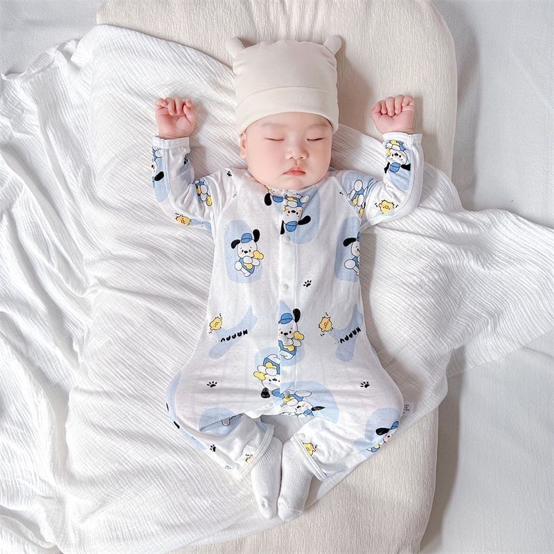 Baby jumpsuit, summer thin and breathable baby jumpsuit, super cute long sleeved newborn clothes, su