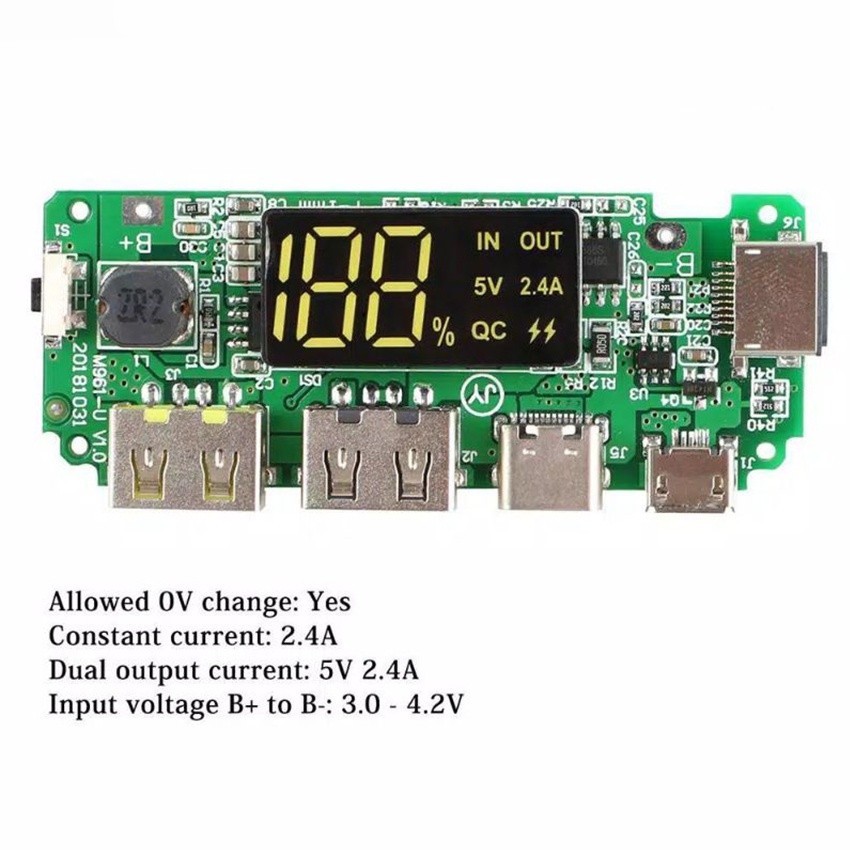 Modul DIY Rakitan Power Bank 18650 With LCD Display Fast Charge Lithium Battery 5V 2.4A Kit Module