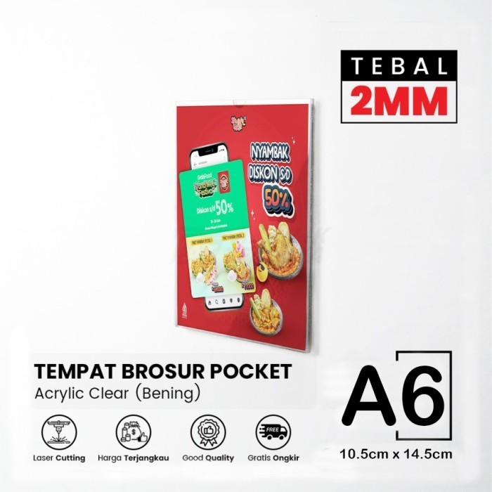 

Pocket Thicker Akrilik A6 - Frame Tempat Brosur Acrylic Poster Dinding