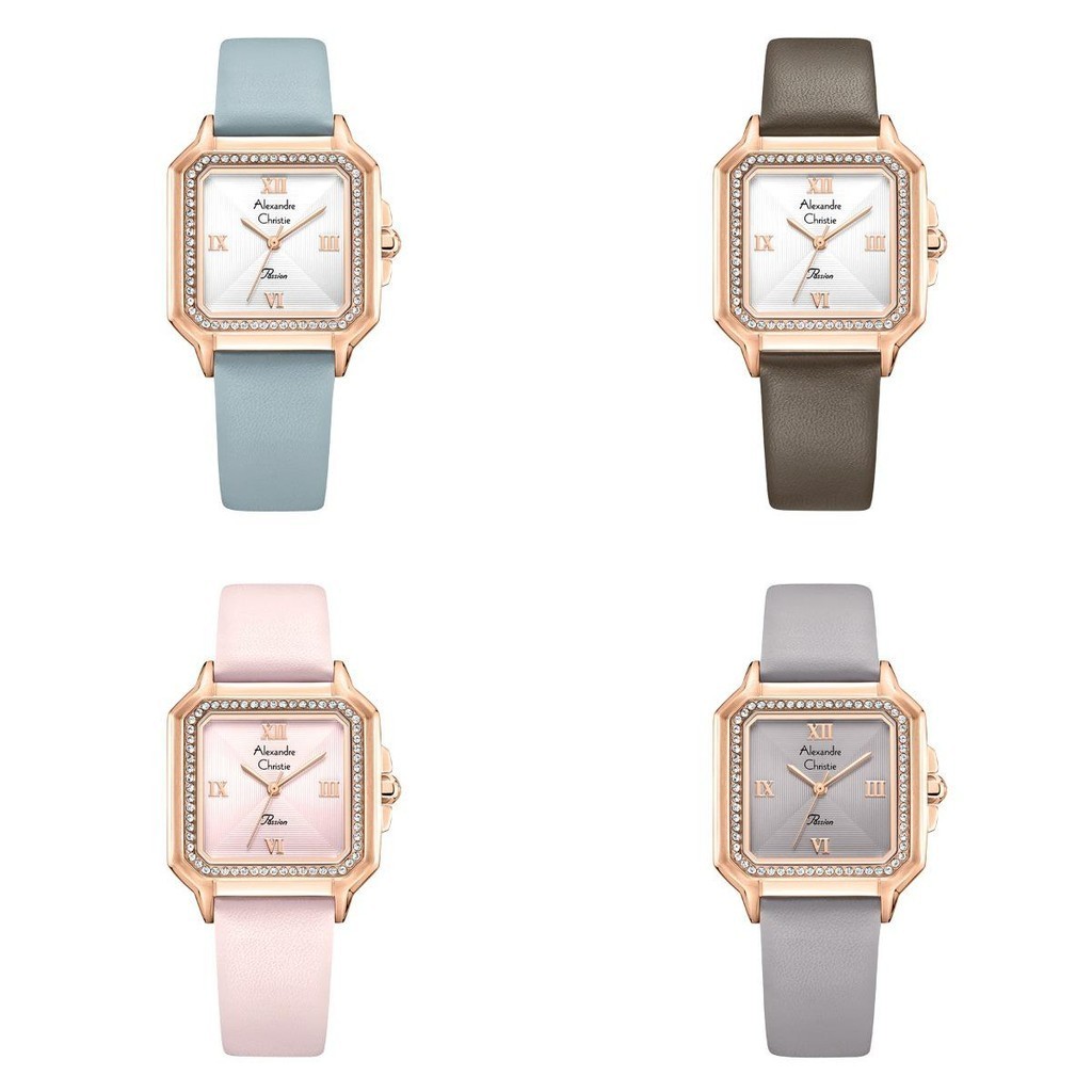 Alexandre Christie Wanita Kotak AC 2B32 Kulit Original fashion jam tangan