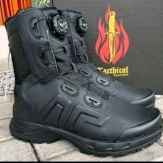 SEPATU PDL BOA TACTHICAL CENTURY FULL KULIT SAPI BRIMOB WARNA HITAM TALI PUTAR