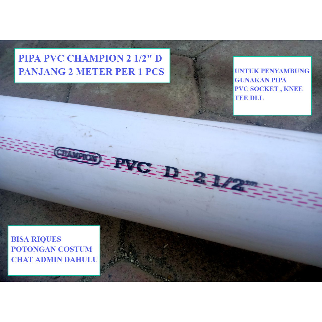 Pipa PVC CHAMPION 3/4" Inch D Panjang per 2 Meter Pipa Paralon murah