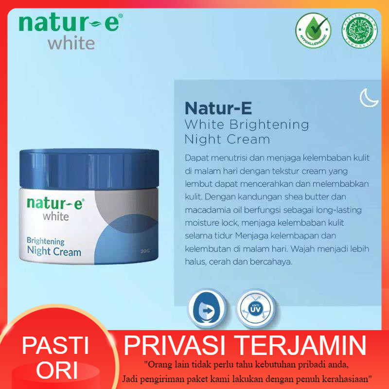 Natur E White Night Cream 30g / NATUR-E white series night cream natur e cream malam untuk melembabk