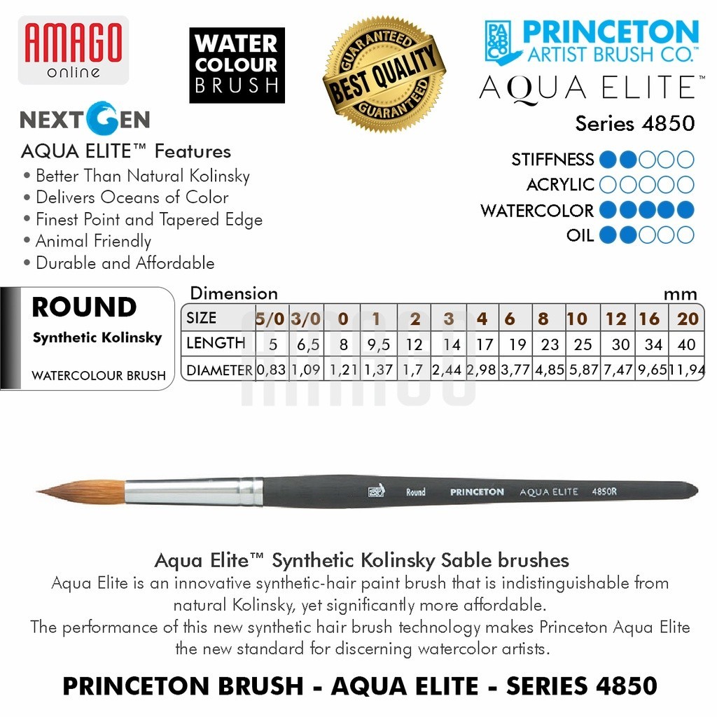 

Kuas PRINCETON Aqua Elite Brush - Round - 4850 Series - Pilih Ukuran