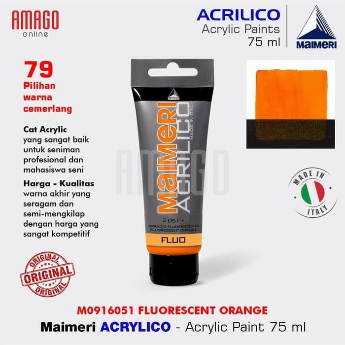 

MAIMERI Acrilico - Acrylic Paint - Fluorescent Orange - 75ml- M0916051