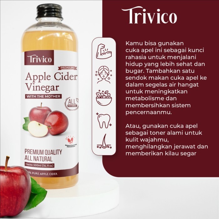 

TRIVICO Premium Cuka Apel Apple Cider Vinegar With The Mother Organik - 500ml