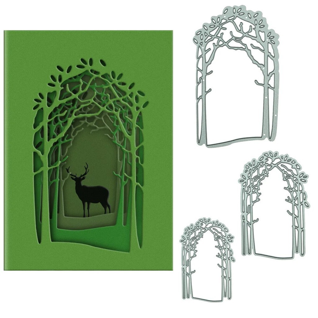 

Layered Tree Forest Path Entrance Metal Cutting Dies Scrapbooking 3D Clip Art Greeting Card Postcard Cover Decorating Punch Die