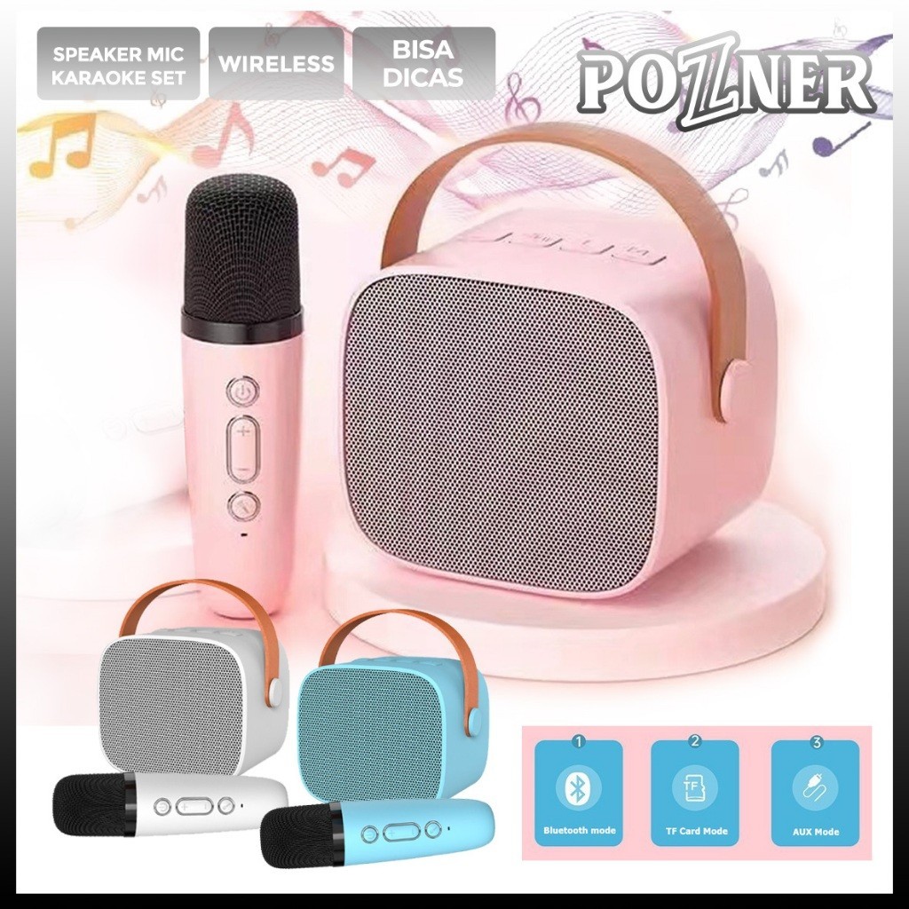 Speaker Wireless Portable Karaoke Set Mini Microphone Bluetooth Super Full Bass [K1]