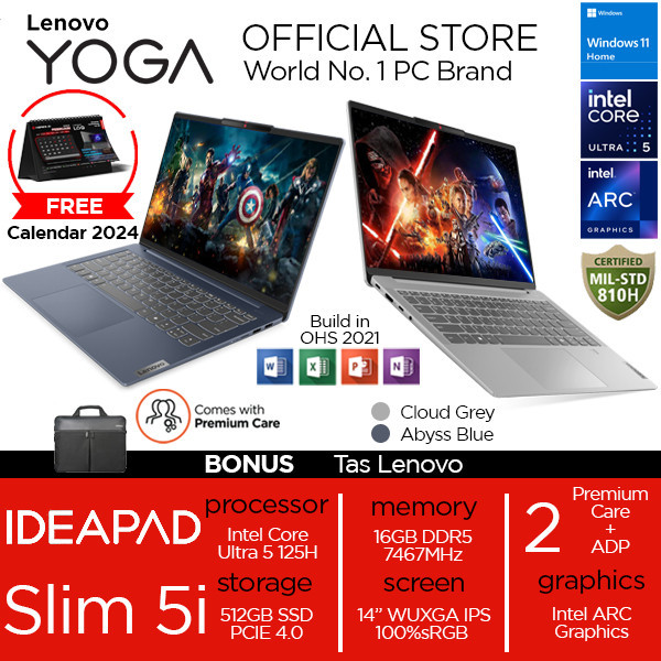 Lenovo Ideapad Slim 5i 14 Intel Core 5 RAM 16GB SSD 512GB W11+OHS 14" WUXGA Backlit 2Y PREM+2ADP