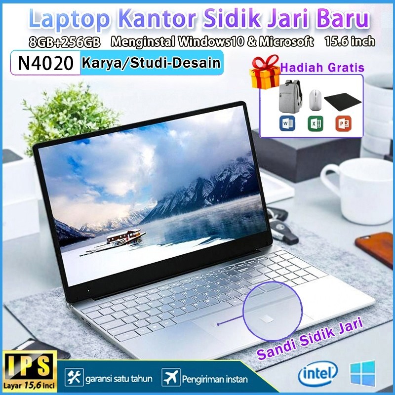 Laptop Baru Original Layar HD 15.6 inch 8GB+256GB SSD Laptop Gaming generasi ke11 Intel N4020 WIN10 
