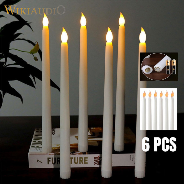 6PCS Lilin LED - Lilin Panjang Lampu Elektrik Lilin - Lilin Lampu