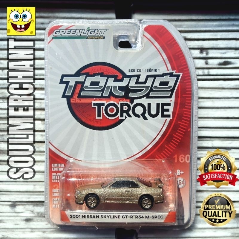 Diecast Greenlight 2001 Nissan Skyline GT-R R34 M-Spec Tokyo Torque 1