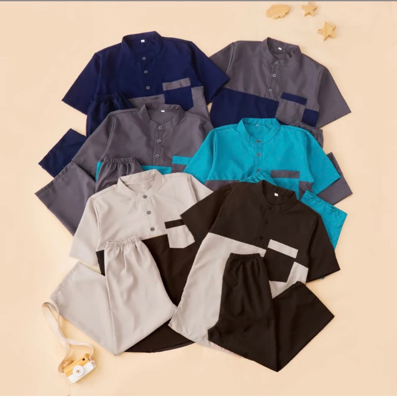 AnnisaPutri - Aiman Setelan Koko Muslim Anak Baju Lebaran Usia 1-12 Tahun