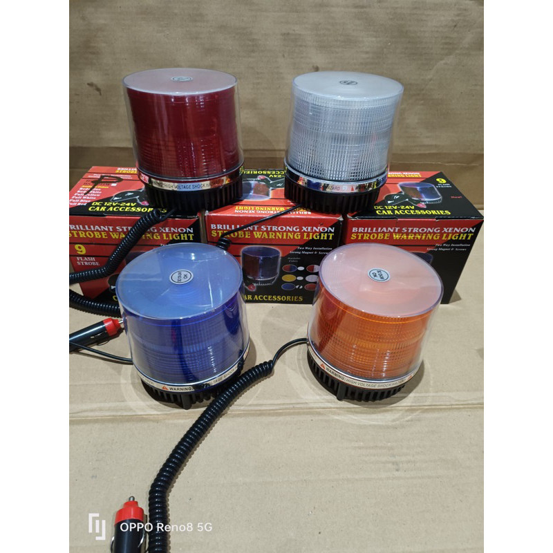 Lampu rotary/rotator kedip 9 flash blitz 12-24volt DC magnet