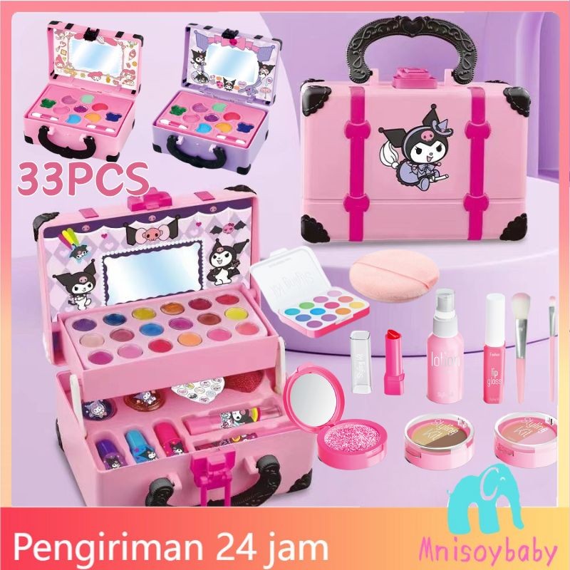 [Penjual Lokal] 33PCS Mainan Kosmetik Kecantikan Anak / Girls Makeup Toys / Kuromi make up asli anak