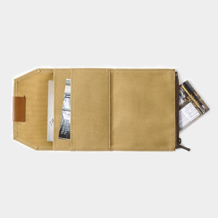 

ANDMA Traveler's Notebook Cotton Zipper Case Passport Size | Olive / Beige / Tea | Travelers Factory Papercloth Wallet | Ready Stock - Beige