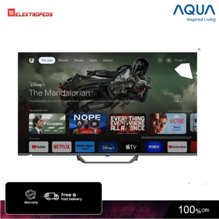 Aqua 50 Inch QLED 4K HDR Google TV AQT50S80EUX - Aqua