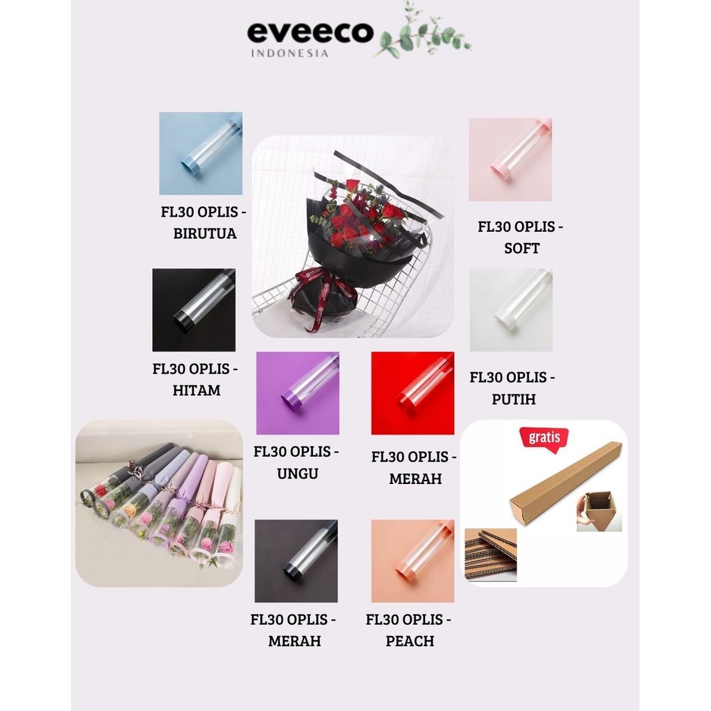 

EVEEco - (5 LEMBAR) - FL30 OPLIS Kertas Bunga Paper Buket Motif Frame List OPP Transparan Florist Cellophane