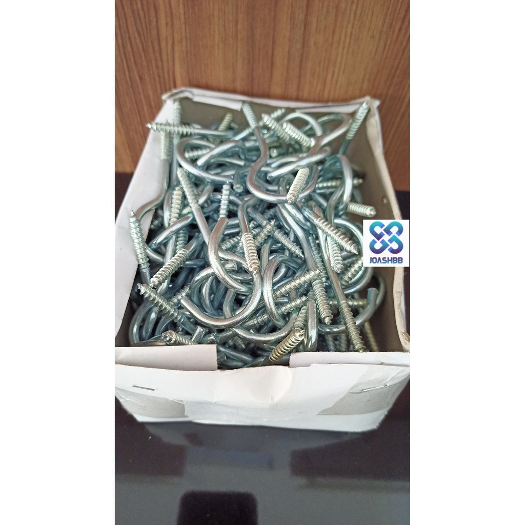 PAKU ULIR SCREW HOOK 1 PAK NOMOR 8 PAKU PLAFON KAPSTOK HAK BUKA GANTUNG SANGKAR BURUNG / POT BUNGA