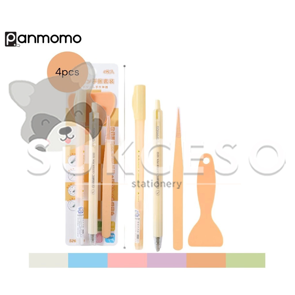 

PANMOMO 4 Pcs DIY Journaling Set - Paket Scrapbooking Tools Pinset/Tweezer/Glue/Scrap/Cutter