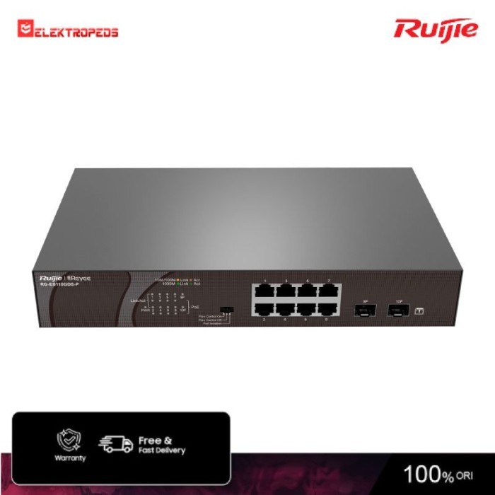 Ruijie RG-ES110GDS-P 10-port 10/100/1000Mbps Unmanaged PoE Switch - Ruijie Switch - Ruijie