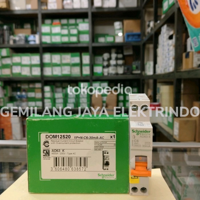 RCBO / ELCB Slim 1P+N 6A 10A 16A 20A Schneider 30MA original - 6Amper