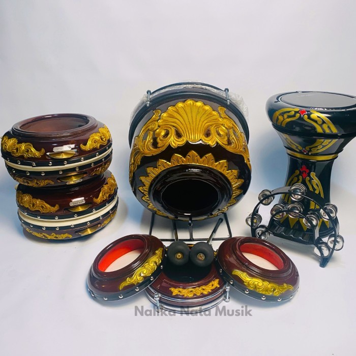 PROMO HABIB SYEKH HADROH UKIR JEPARA KUNINGAN ASLI + TAM MIKA UKIR + DUMBUK/DARBUKA BERKUALITAS SUPE