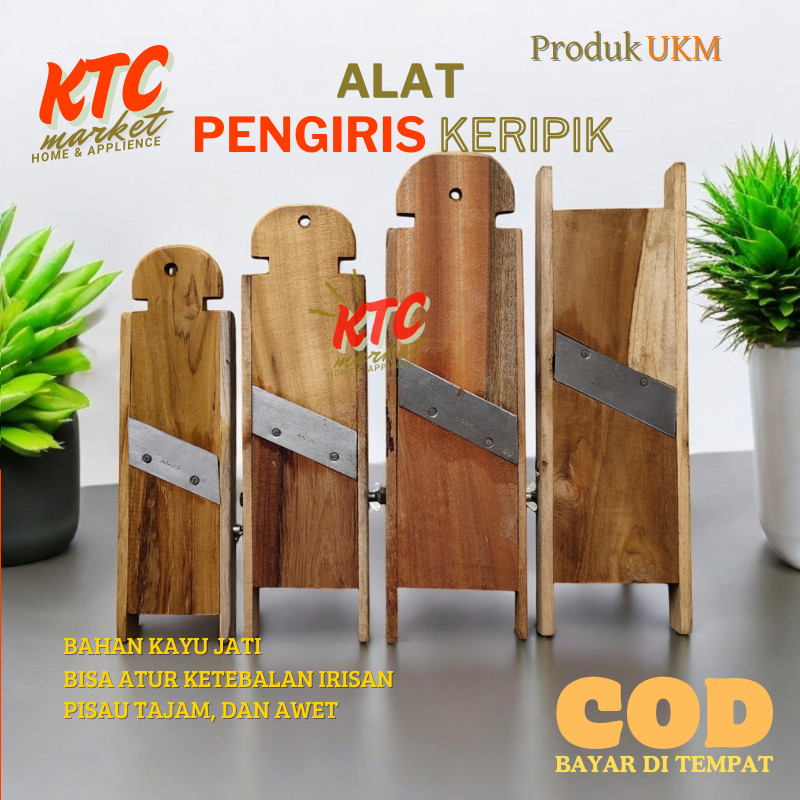 KTC - Alat Pengiris Pemotong Keripik Singkong Pisang Ubi Kentang Bahan Kayu Jati