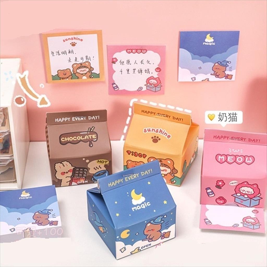 

BRP Sticky Notes Milky Box Memo Pad Kotak Susu 200 lembar / Notepad Kertas Memo Portable Unik