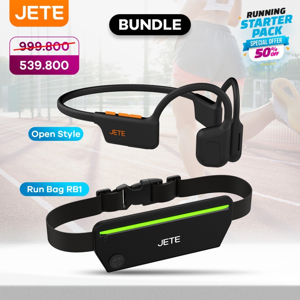 Bundling Headset Bluetooth Sport JETE Open Style With IPX4 OpenStyle + Run Bag RB1