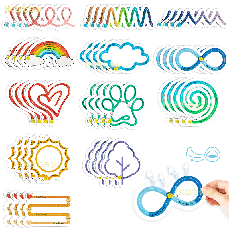 

48Pcs Breath Calm Anxiety Sensory Stickers for Desk Phone Anxiety Sensory Calm Strips Anti Stress Tactile Rough Textured Sticker
