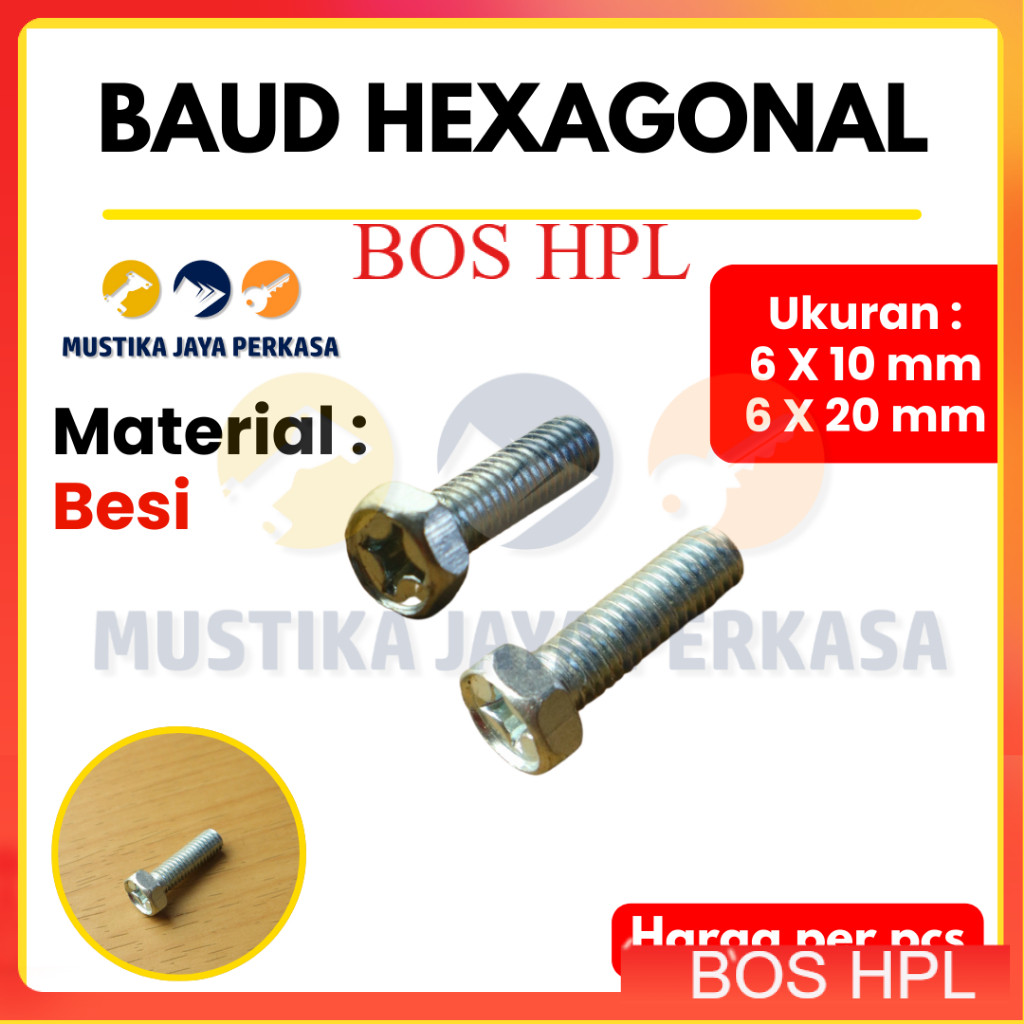 Baut Mur Dwifungsi Hexagonal M6x10 M6x20 Kepala Hexagonal Lubang Obeng Plus Tengah