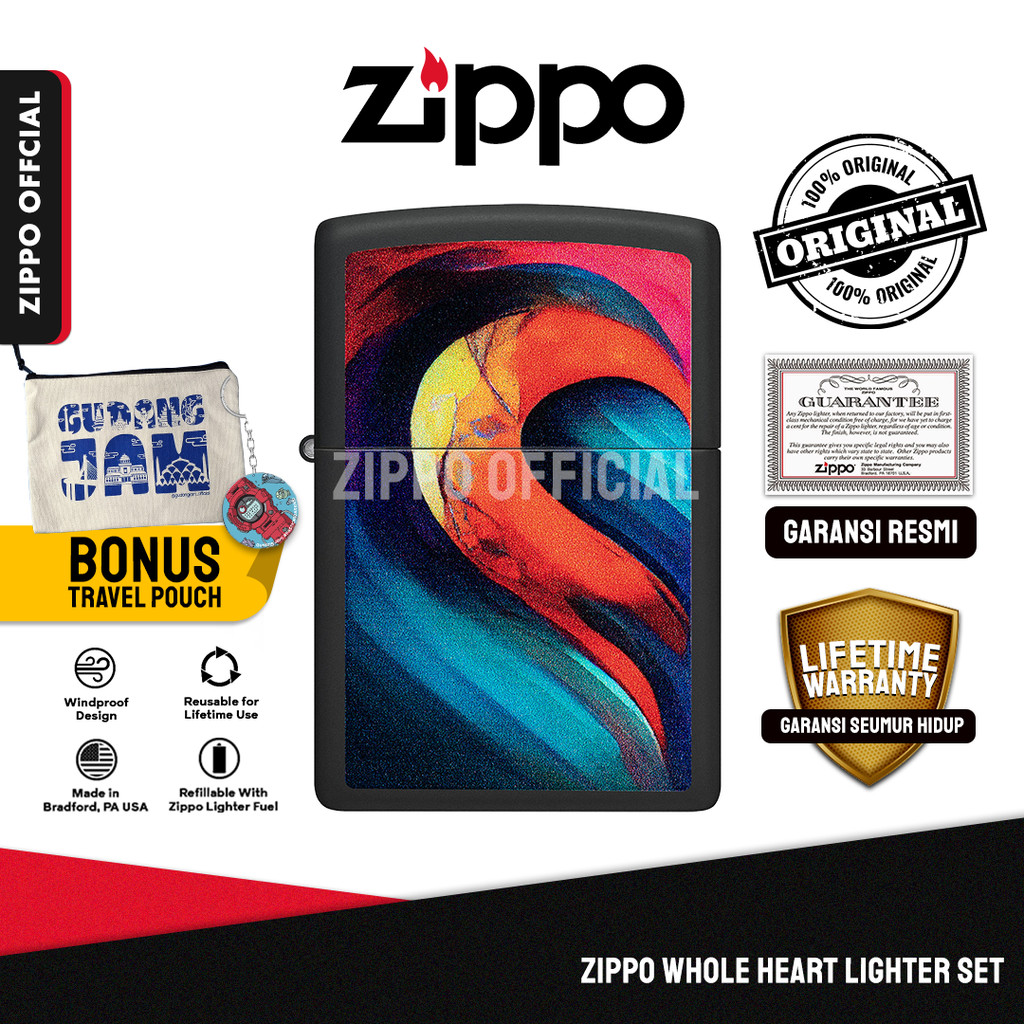 Zippo Whole Heart Lighter Set 46154 | Garansi Lifetime | Original USA