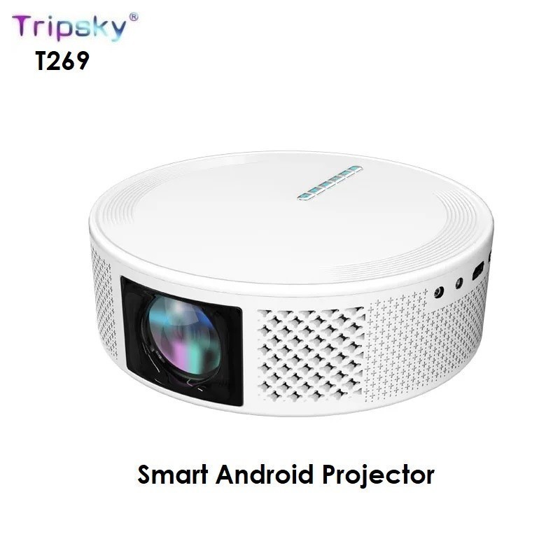 GROSIRUNIK99 TRIPSKY T269 Proyektor ANDROID Smart Projector 230 ANSI Lumens