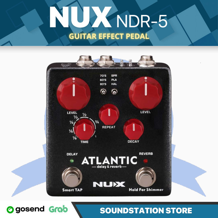 NUX Atlantic NDR5 Delay&Reverb Guitar Effect Pedal - Efek Gitar Delay Reverb NDR-5 Asli Original