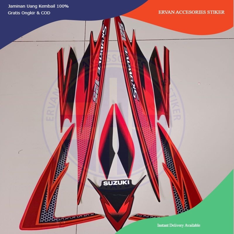 Striping Suzuki skywave sky wave 2008 2009 merah hitam list body berkualitas