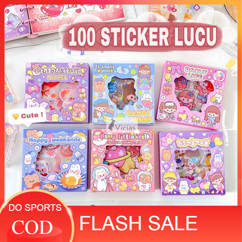 

100 Lembar Sticker Box PVC Waterproof Anti Air Stiker Lucu Anak Hadiah