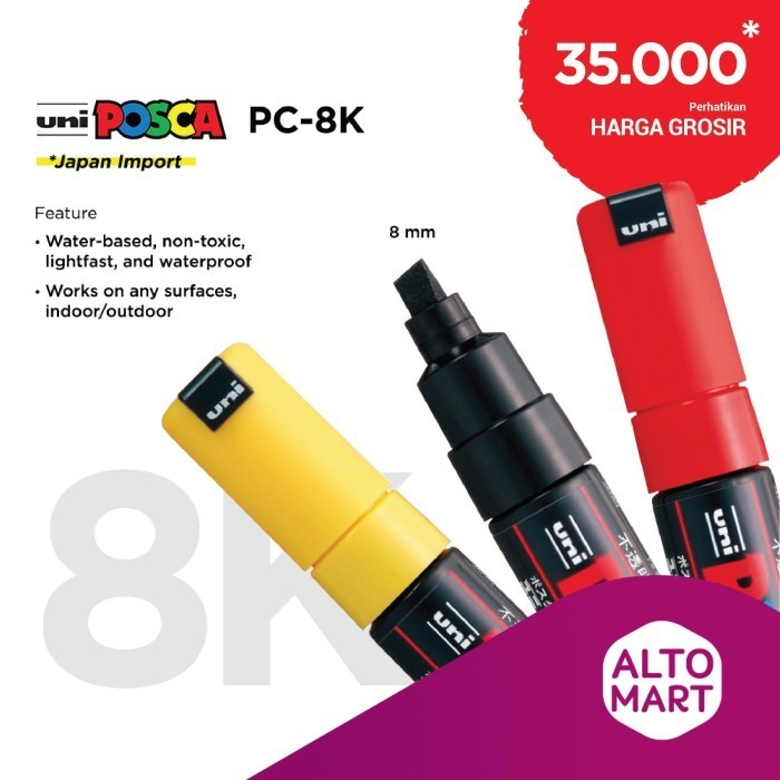 

PROMO!! -UNI POSCA PC-8K Paint Marker (Broad Tip) - Red