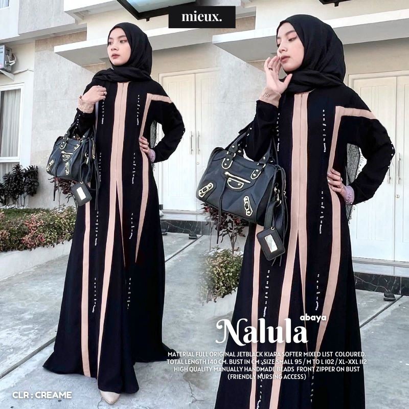 NALULA ABAYA DRESS JETBLACK KOMBINASI WARNA BY MIEUX