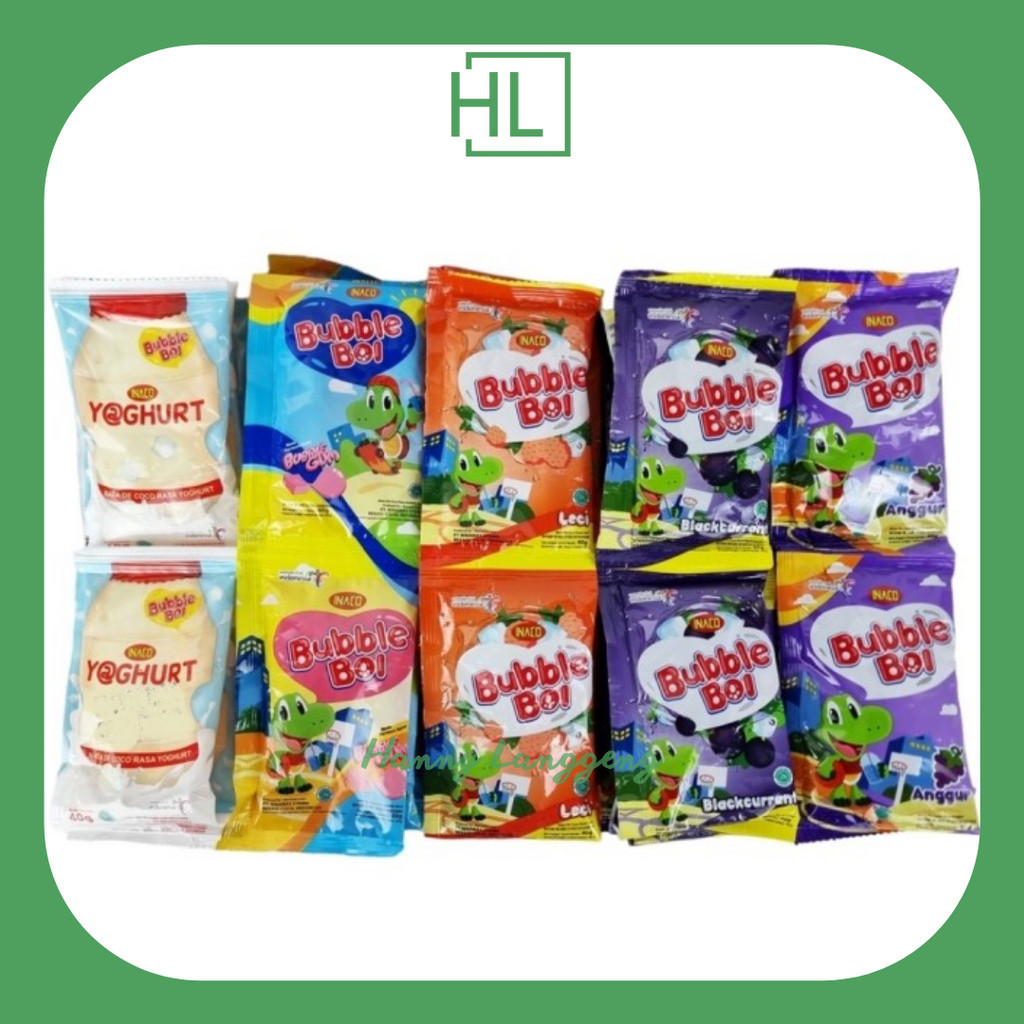 

[HL] Inaco Bubble Boi Yogurt 40gr Renceng Nata De Coco/ Lychee/ Anggur/ Bubblegum/ Blackcurrant All Varian