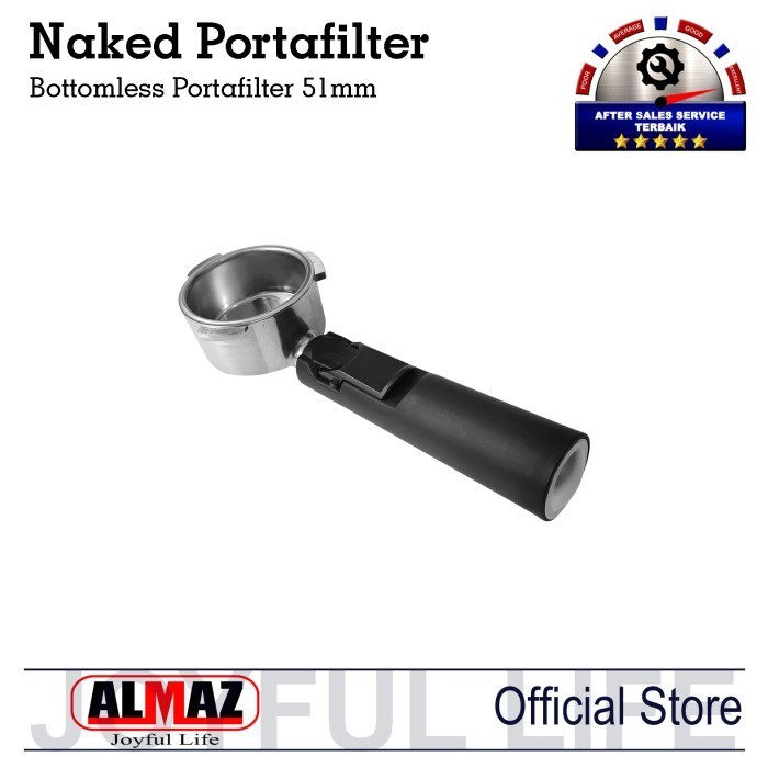Bottomless Naked Portafilter Double Filter Almaz 51mm 3 Kuping