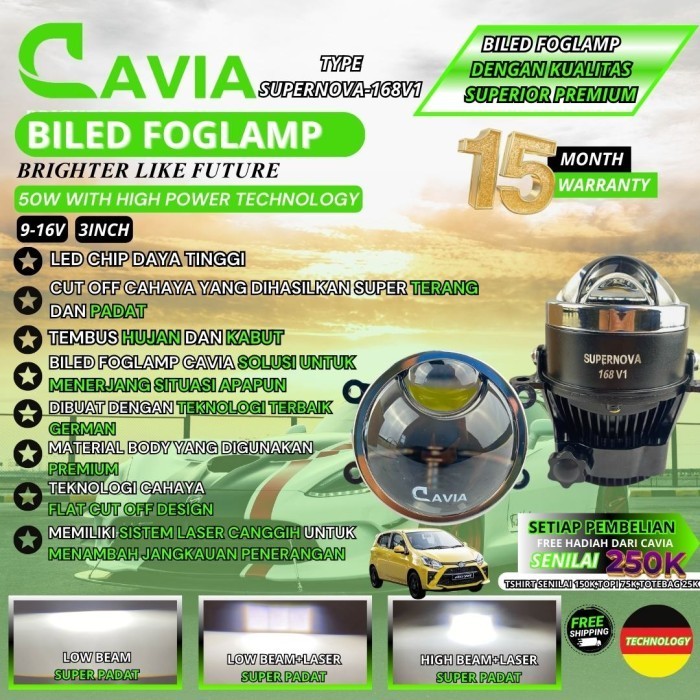 CAVIA-SUPERIOR PREMIUM LAMPU BILED LED FOGLAMP PROJECTOR TOYOTA AGYA SUPER TERANG