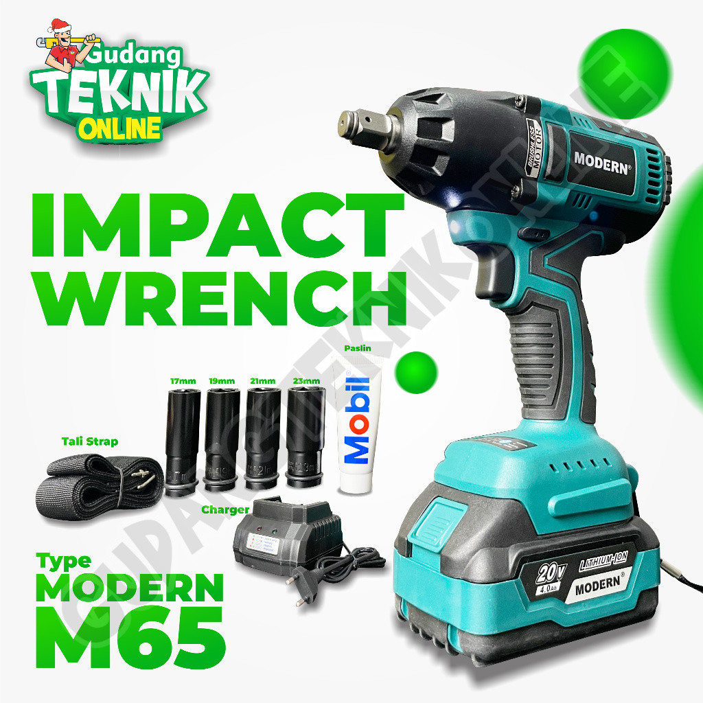 Cordless Impact Wrench Modern M-65 20V / Mesin Pembuka Baut Baterai Modern M65
