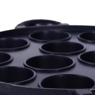 Cetakan Kue Lumpur 12 Lubang Teflon Loyang Martabak Mini Apem Datar - 12d+sutil